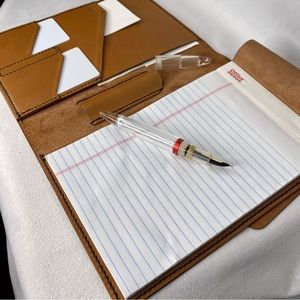 Burke’s Handmade Leather Junior Legal Pad Notebook Cover - British Tan / Black